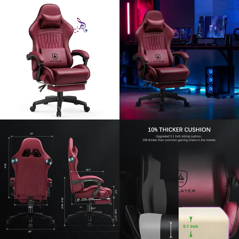 Speakers - Silla de juego GTPLAYER con altavoces,
