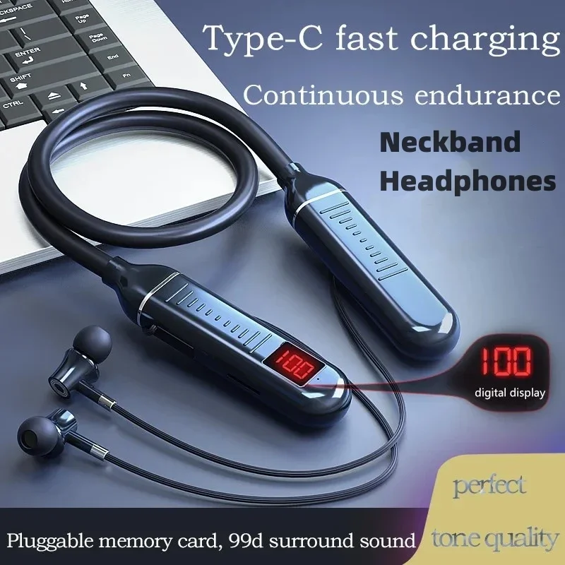 Magnetic Neckband Sports Earphones - Auriculares inalámbricos Bluebooth con banda para