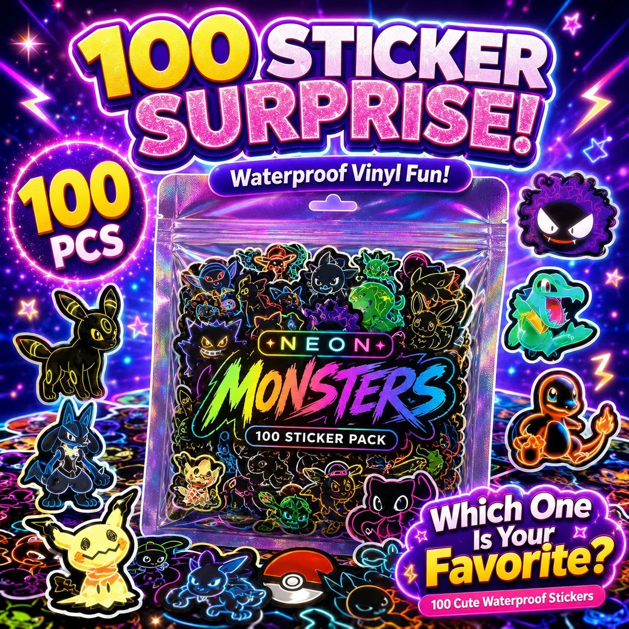 100 pegatinas de Pokémon de ne - Laptops reseña y precio